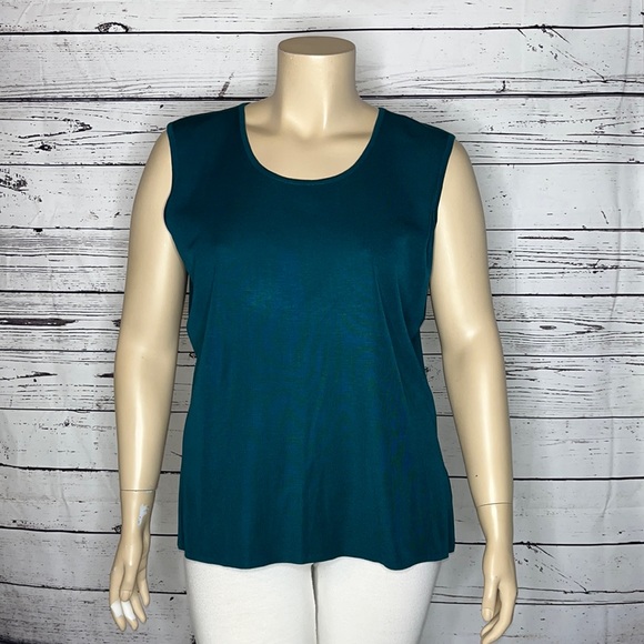 Misook NWT Size 1X Teal Blue Fade Resistant & Wrinkle Free Shell Tank Top Blouse